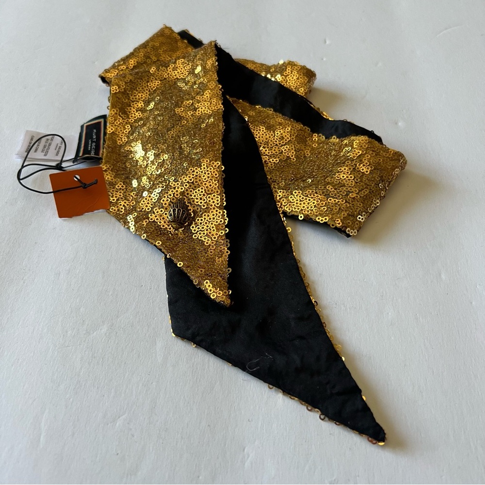 KURT GEIGER METALLIC SEQUIN SKINNY SCARF GOLD NWOT